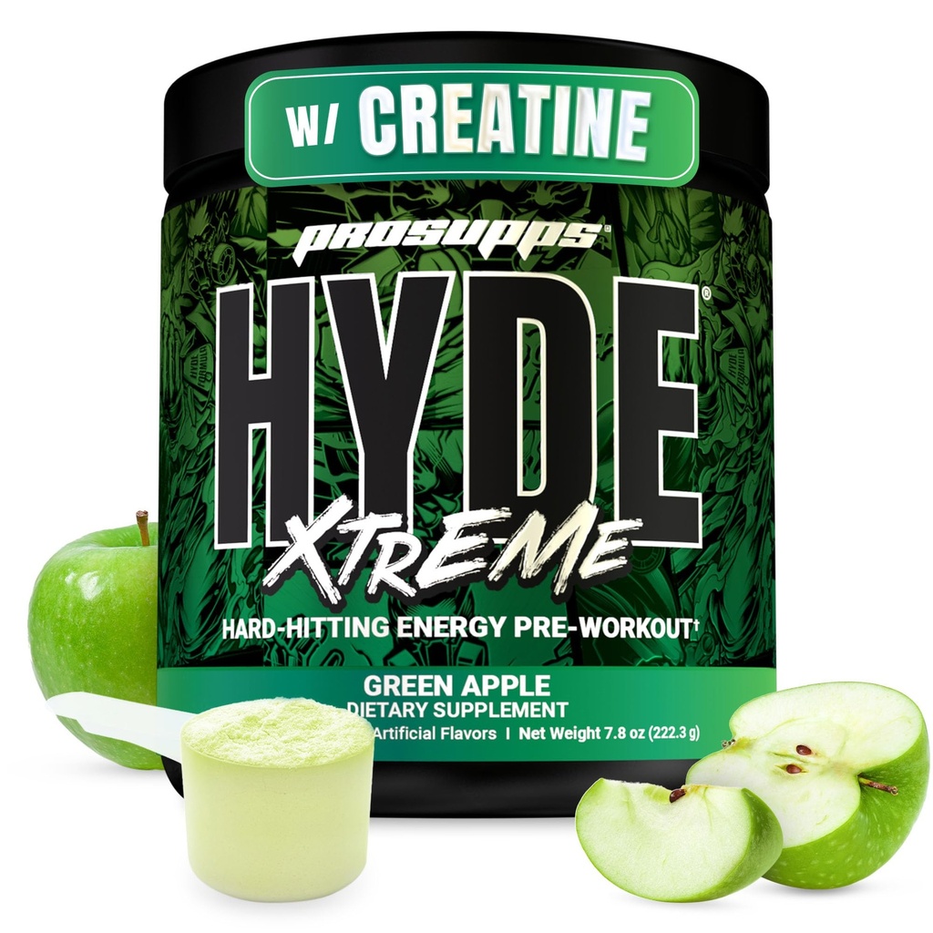 PROSUPPS Mr. Hyde Xtreme Pre Workout Powder mit Kreatin, Beta Alanine & Caffeine - Extreme Energy, Pumps, Focus & Performance - Fitness &amp; Gym Supplements für Männer & Frauen (Green Apple, 30 Portionen)