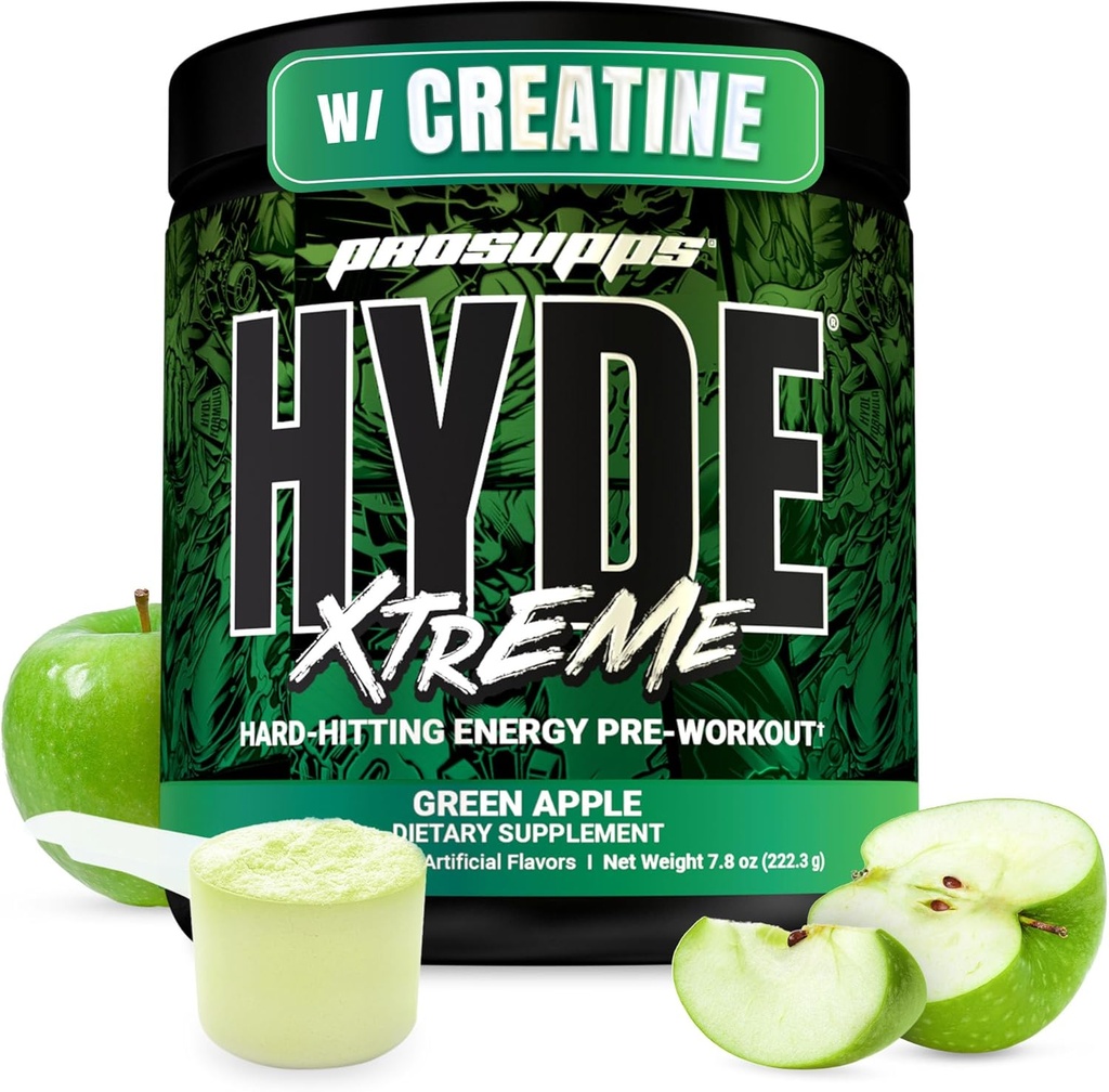 PROSUPPS Mr. Hyde Xtreme Pre Workout Powder mit Kreatin, Beta Alanine & Caffeine - Extreme Energy, Pumps, Focus & Performance - Fitness &amp; Gym Supplements für Männer & Frauen (Green Apple, 30 Portionen)