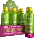 BrainJuice Kids Cerveau & Imune Support Shot, Gluten Free Supplément Shots for Energy, Focus, Immunity with Vitamine D, C, B, Alpha GPC & Organic Ginger Root, Ages 5+, Dragon Berry, 2,5 fl oz, 12 Pack