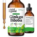Wild & Organic Ginkgo Biloba Extract Drops - Brain & Focus Support - Flüssige Ginkgo Biloba Ergänzungen - Vegan, Zucker & Alkoholfreie pflanzliche Tinktur - 4 fl oz