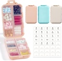 3 Pack, 14 GRIDS Travel Pill Organizer Box mit Etiketten - Travel Medicine Case Kit - Pocket Daily Pharmacy Container - Travel Medication Holder Dispenser für Fish Oil Vitamin Supplement Storage