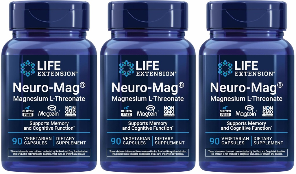 Life Extension Neuro-mag Magnesium L-threonate, 90 Count (Pack mit 3)