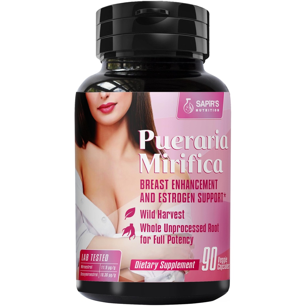 Pueraria Mirifica Capsules 2000mg Daily - Pilules d'amélioration mammaire et supplément œstrogène pour les femmes et les hommes, Pilules d'agrandissement mammaire pour les femmes et les transgenres - Enhancer mammaire de croissance mammaire
