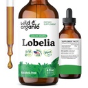 Wild & Organic Lobelia Tincture - Lung Detox and Cleanse - Flüssige Lobelia Kräuter-Ergänzung - Vegan, Zucker & Alkoholfreie Blatt-Extrakt Tropfen - 4 fl oz