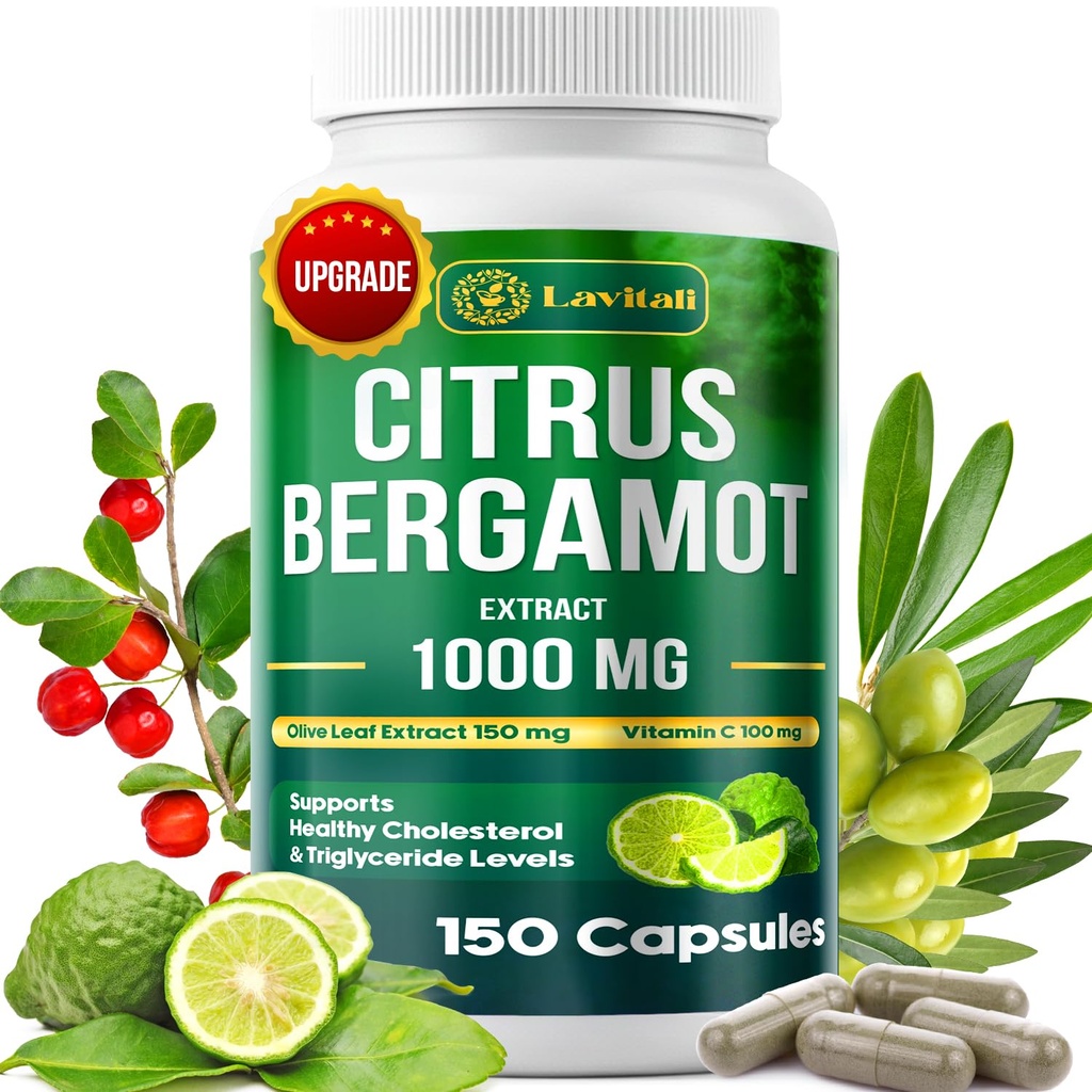 25x Konzentrat Citrus Bergamot Extrakt Kapseln, 150 Veggie Kapseln, Citrus Bergamot 1000mg Kapseln, Nicht-GVO, Glutenfrei, Alle natürlichen, vegetarischen Kapseln