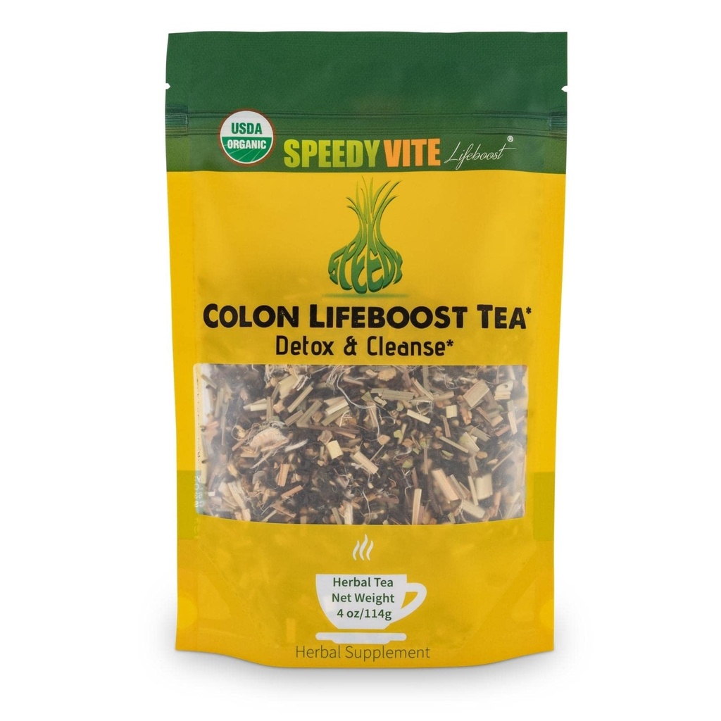 SpeedyVite Colon LifeBoost Tea Detox and Cleanse - Bio Pu'er Tea avec Ginger, Lemongrass - pour la santé et la fonction du colon