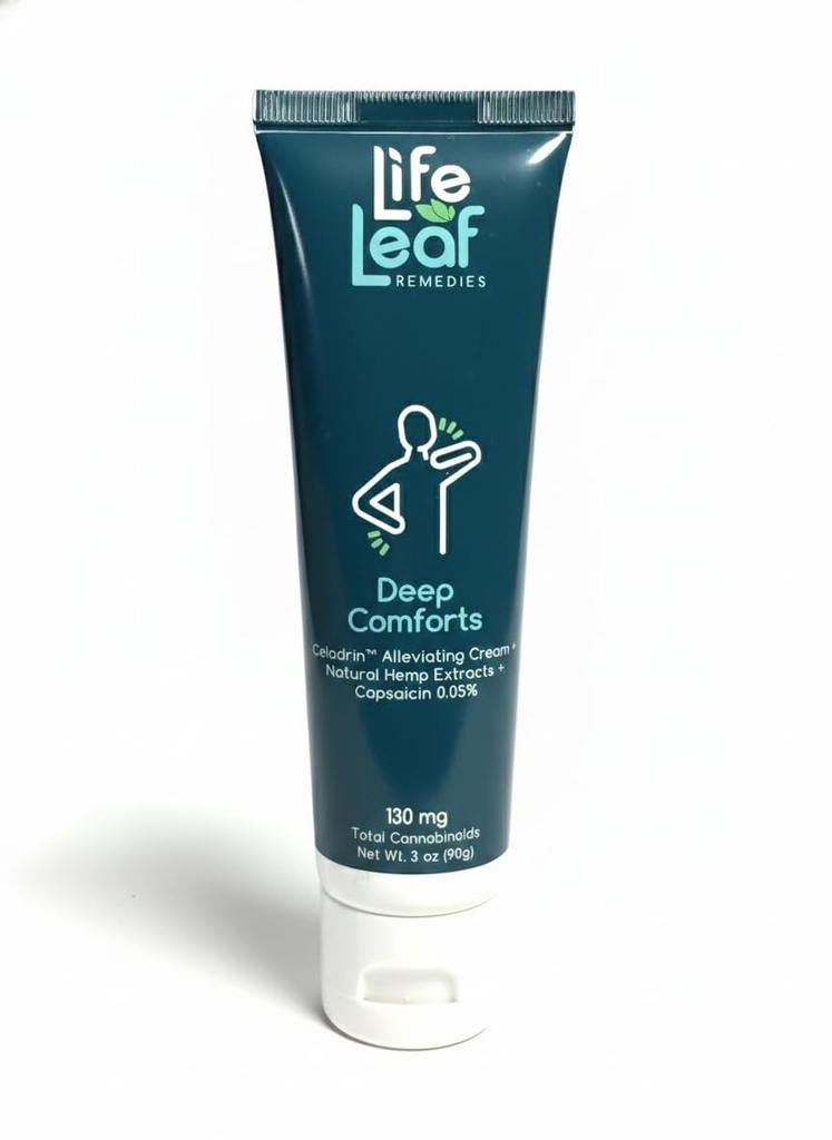 Capsaicin Cream (.05%) - Extra Strength Joint & Muscle, Knee & Back, Neck & Shoulder, Sore Muscle Cream with Capsaicin, Menthol, Celadrin and Hemp - Non-Greasy 3 OZ Deep Comforts by Life Leaf