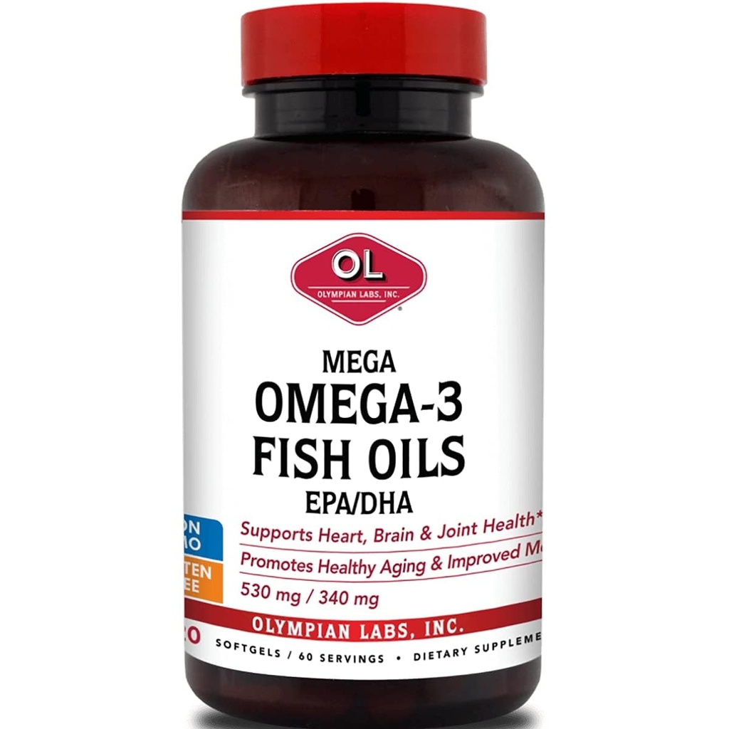 Olympian Labs Mega Omega 3 Fischöle, 60 Eingeweide,3148