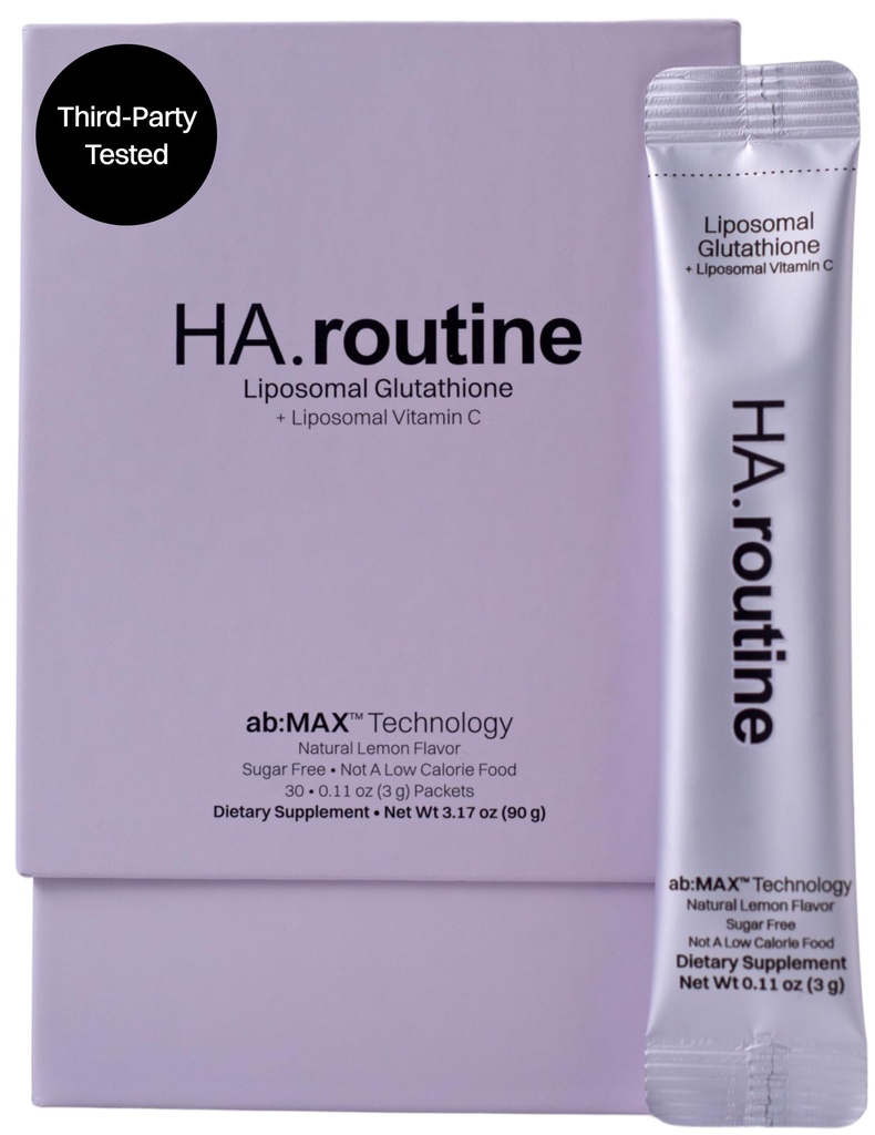 Liposomales Glutathionpulver, 125mg L-Glutathion Zuckerfreie Flavored-Packets, 100mg Vitamin C, Leistungsstarke Antioxidante Ergänzung für Haut, Beauty Health & Detox-Unterstützung, 30 Packungen - Zitronen