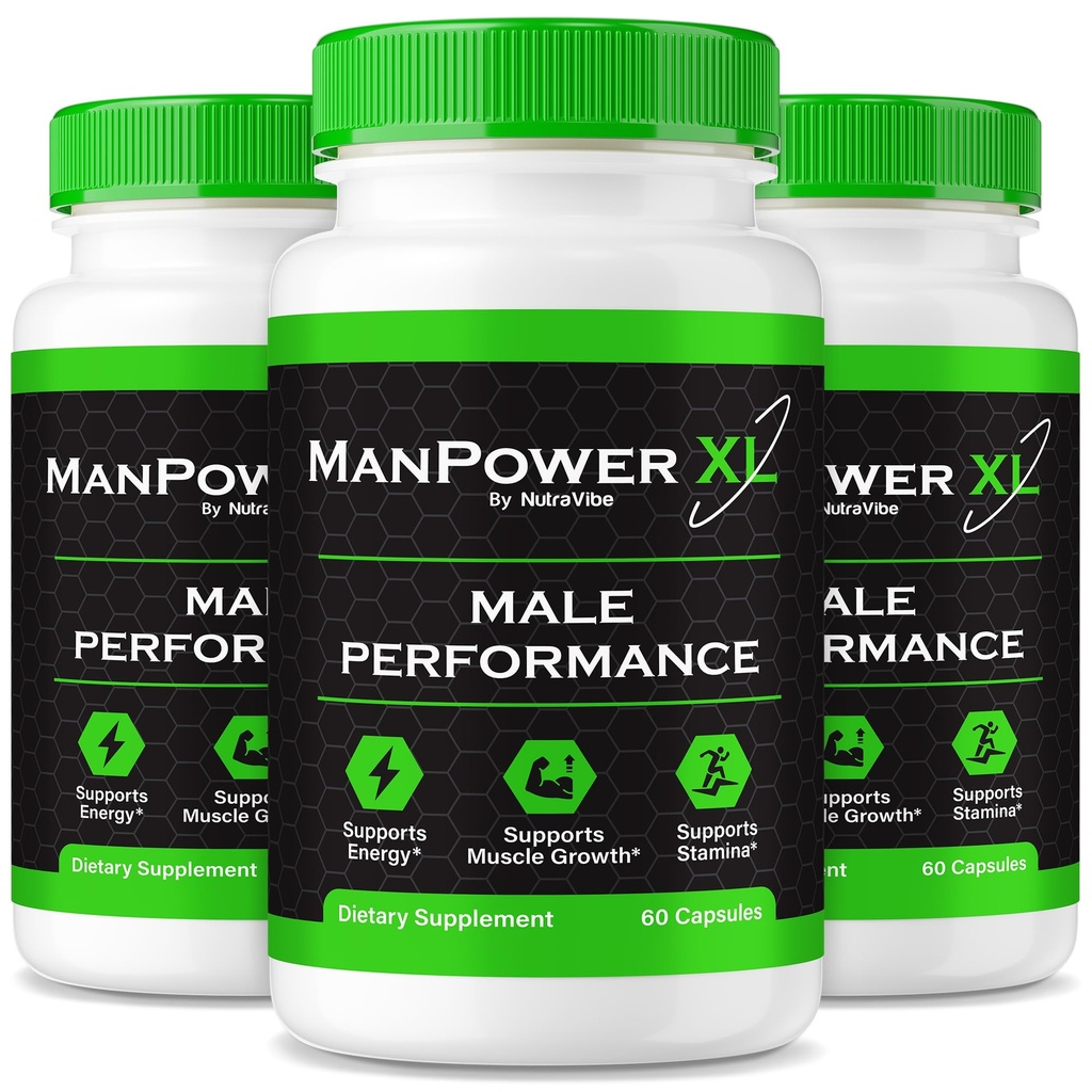 (3 Pack) ManPower XL Pills for Men, Original Man Power XL Formula with Premium, Natural Ingredients to Support Steady Energy, Performance and Stamina | Easy-to-Swallow Male Capsules (180 Capsules)