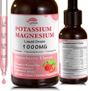Supplément de citrate de magnésium de potassium, gouttes liquides de magnésium avec Glycinate de magnésium 1000mg avec Ashwagandha, Zinc, Support Clam & Support Système immunitaire (Strawberry,2 FL.OZ.)