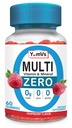 YUM-V'S Multivitamin Zero Gummis von YumVs | Zuckerfreie Vitamin-Ergänzung für Frauen und Männer | Chrom, Thiamin und Magnesium | Natürliche Himbeer-Flamour Chewables - 60 Count