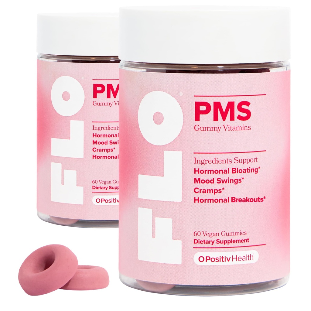 O Positiv PMS Gommies pour les femmes - Proactive PMS Relief - Cibles Breakouts hormonaux, Bloating, Crampes et ailes d'humeur avec chasteberry, vitamine B6, et baume de citron - PMS Gommies (paquet de 2)