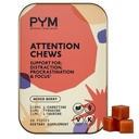 PYM Attention Chews Unterstützung für Procrastination, Fokus & Produktivität, 20 Count | 518mg L-Carnitin, 54mg Tyrosin, 11mg L-Taurin, Koffeinfrei | All-Natural Mood Boost Supplement Made in USA