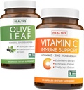 Sparen Sie $4 (12% off) - Kräuter Immun Bundle - Olive Leaf Extract (Non-GMO) Super Strength: 20% Oleuropein 750mg Kappen und Immununterstützung - Vitamin C mit Zink, Vitamin D, Elderberry & Echinacea (Non-GMO)