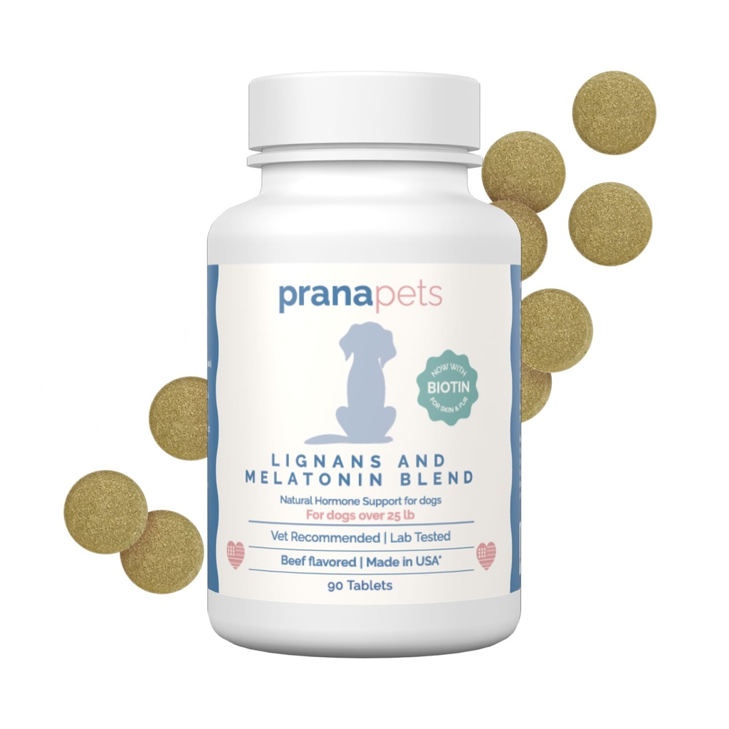PranaPets Lignans & Melatonin mit Biotin Blend Naturally Aids in Relieving Symptoms of Cushing’s in Dogs Über 25 lb | Promote Healthy Balance & Overall Well-Being