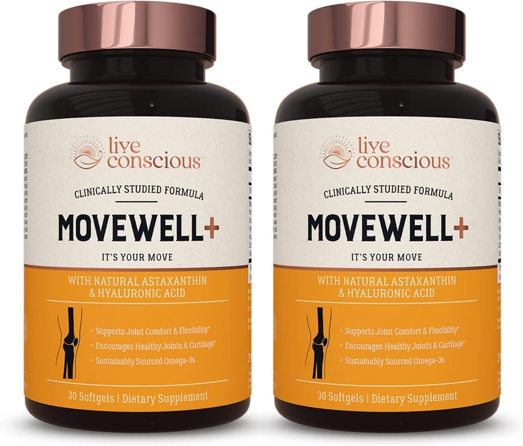 Supplément de santé conjoint vivant conscient - MoveWell Plus Huile de krill antarctique, astaxanthine naturelle et acide hyaluronique