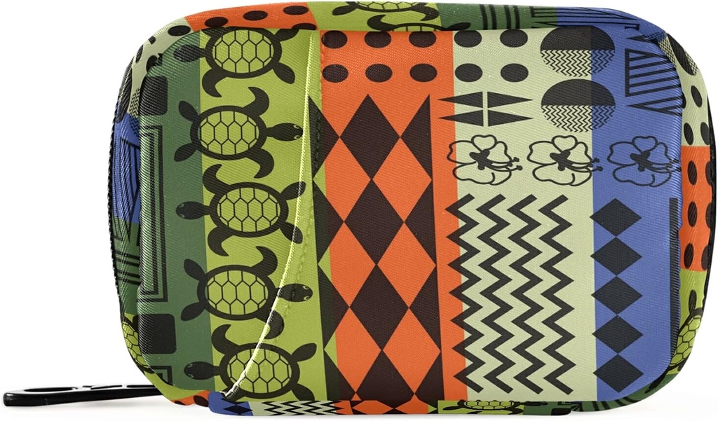 Gestreifte Aloha Schildkröte Pille Box 7 Tage Pille Fall Reisen Pille Organizer Tasche mit Reißverschluss Tragbare Wochentasche Kompakte Größe für Vitamin-Ergänzungshalter