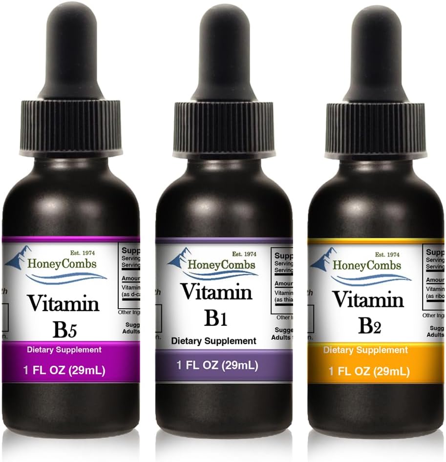 HoneyCombs Liquid Drops 1oz Jeder Sparen 10% - Vitamin B5 (Pantothenic Acid) + Vitamin B2 (Riboflavin) + Vitamin B1 (Thiamin)