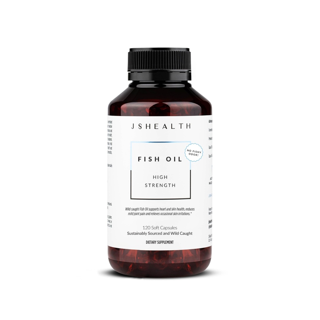 JSHealth High Strength Fish Oil Supplements - Omega 3 Fish Oil - Hergestellt mit Wild-Caught Fish - Omega 3 Supplement, 120 Kapseln
