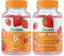 Vitamine D à vie 10000 UI + racine de betterave, bundle de gommes - Grande dégustation, supplément de vitamine, sans gluten, sans OGM, gomme à mâcher