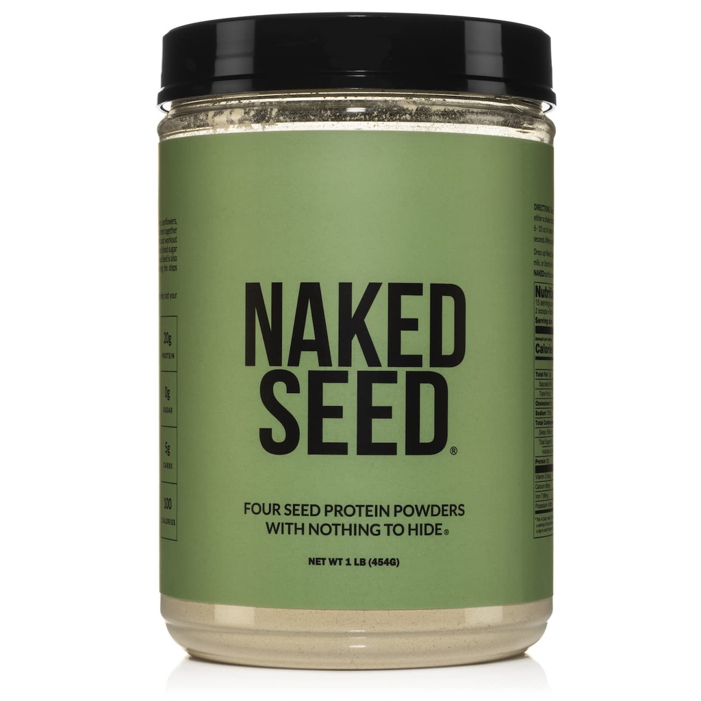 Naked Seed - 4 Seed Protein Powder, Only 4 Ingredients - Chia, Watermelon, Sunflower and Pumpkin Seed - Gluten-Free, Soy Free, Vegan, No Gmos, No Artificial Sweeteners - 15 Servings