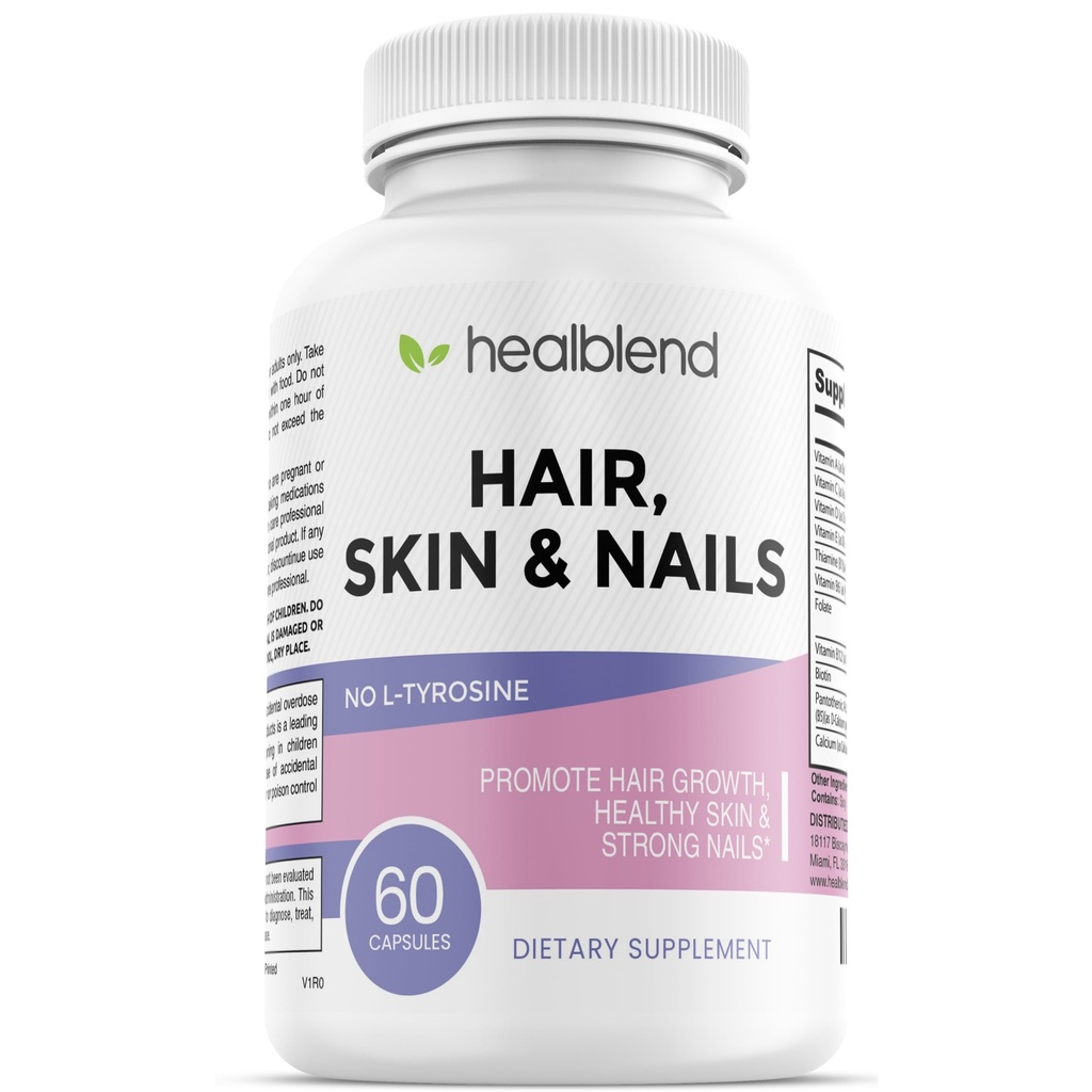 healblend Haar Haut und Nägel Vitamine für Frauen mit Biotin 5000 mcg, Eisen und Mangan | Vegan, Non-GMO | 60 Kapseln