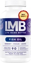 Wild Caught Omega 3 Fischöl 3000mg - Dreifache Stärke Burpless DHA 900mg + EPA 1200mg Non-GMO - Enteric Coated with No Nachgeschmack - LMB (90 Soft Gels)