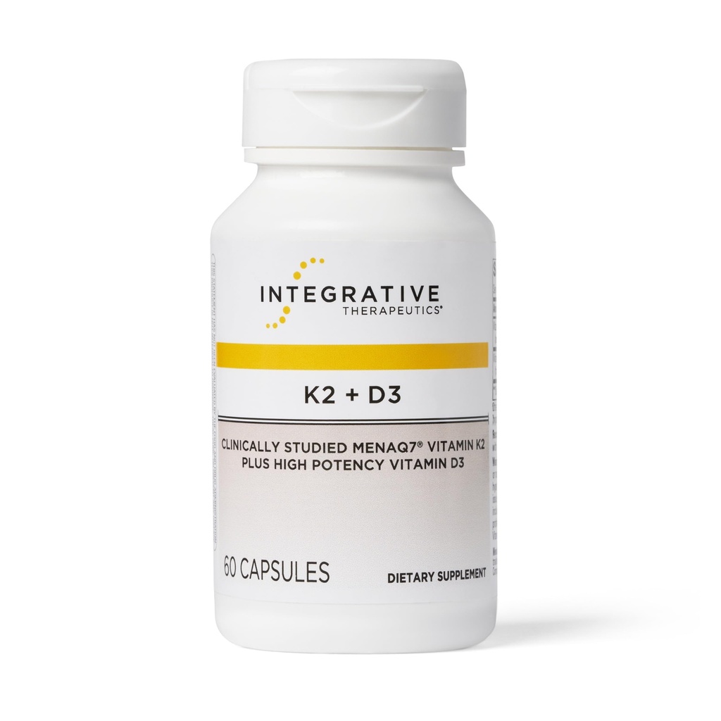 Integrative Therapie K2 + D3 - Herz-Gesundheit & Knochen-Unterstützung* - Kalzium-Absorption für Erwachsene - Dairy-Free & Gluten-Free - 60 Count (60 Servietten)