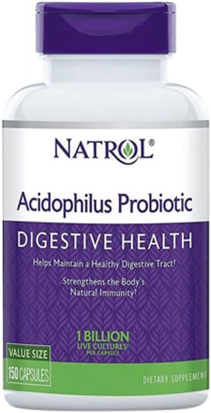 Natrol Acidophilus 100mg Capsules, non aromatisées, violettes, 150 Compte, boîte de 3