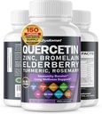 Quercetin Bromelain Zinc Vitamine D3 Elderberry Turmeric Rosemary Sage Bilberry Odorless Ail Green Tea Thistle Origan -150 Capsules- Fabriqué aux États-Unis