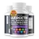 Quercetin Bromelain Zink Vitamin D3 Elderberry Turmeric Rosemary Bilberry Sage Odorless Garlic Green Tea Milk Thistle Oregano -150 Kapseln- Made in USA