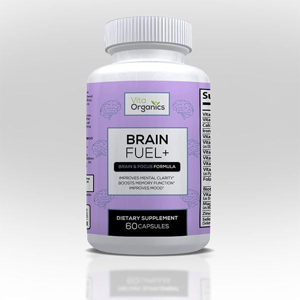 Brain Fuel+ DMAE Blend Memory Supplement for Focus, Mood, Mental Energy for Busy Men & Women - 60 Kapseln, Made in USA