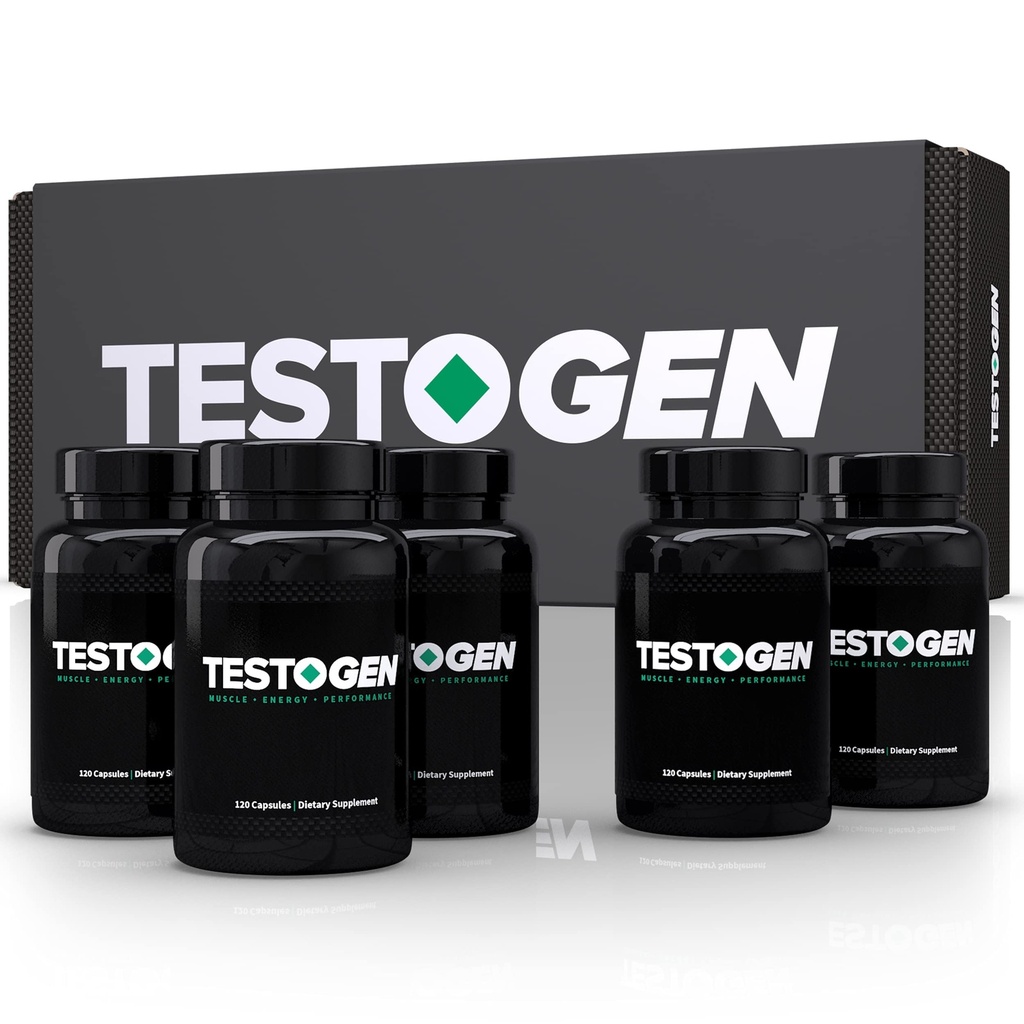 TestoGen Booster for Men - Natural Male Supplement to Combat Low Energy, Fight Fatigue, Support Weight Control & Boost Muscle Growth - 5-Month Supply