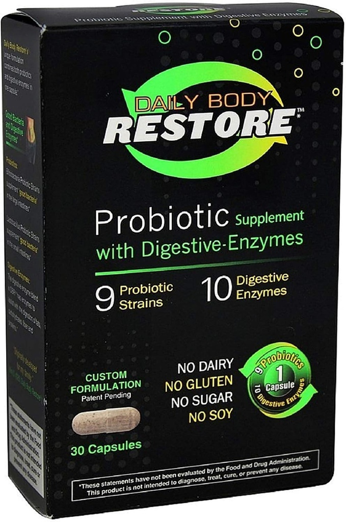 Capsules de complément probiotique avec enzymes digestives 30 ea (paquet de 4)
