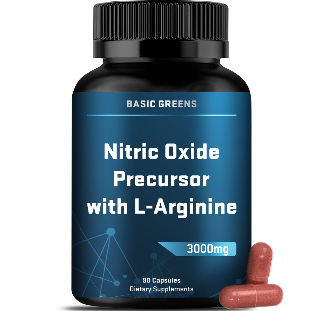 L-Arginine 3000mg Supplément d'oxyde nitrique pour hommes et femmes – Capsules Vegan non OGM avec racine de betterave pour la circulation, l'endurance, l'énergie, l'endurance, la performance et l'entraînement – 90 capsules