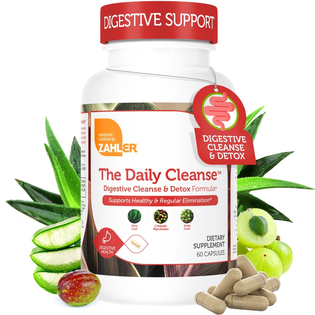 Zahler Daily Cleanse, Digestive Cleanse & Detox Formula, soutient l'élimination saine et régulière, 60 capsules.