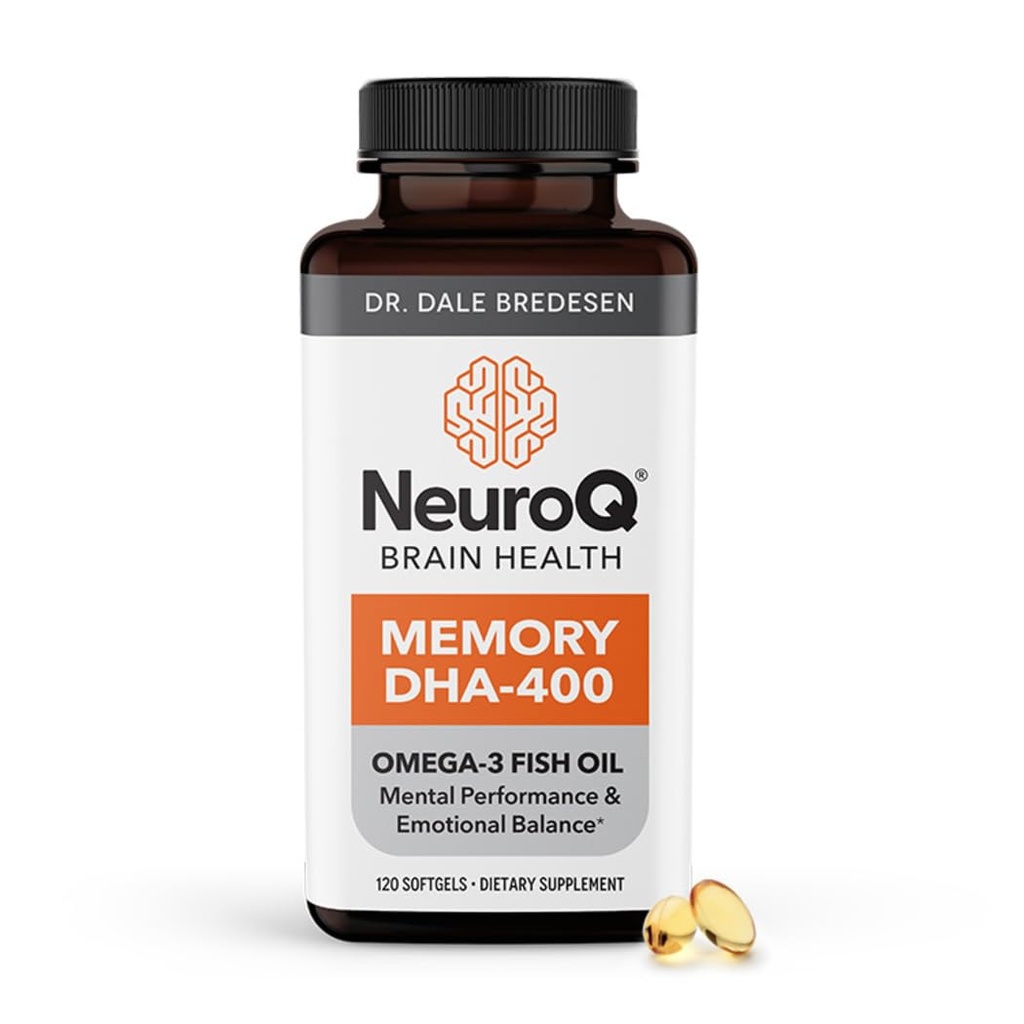LifeSeasons NeuroQ Memory DHA-400 - supplément d'huile de poisson Omega-3 - Performance mentale et équilibre - soutient la santé du cerveau neuro - protège contre la perte de mémoire et améliore la concentration - 120 Softgels