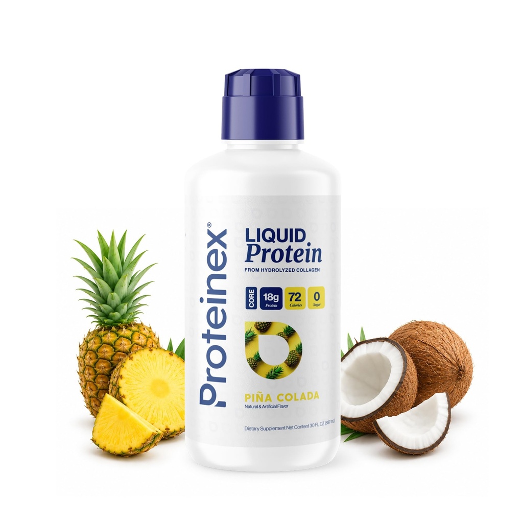 Proteinex Medical Grade Liquid Hydrolyzed Protein Max Strength - Supports Wound Healing and Doctor Recommended- No Carbs, Zero Sugars & Ready to Drink Liquid Protein (Natural Pina Colada, 30 Fl Oz)