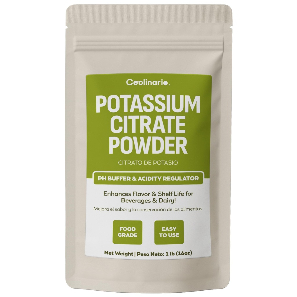 Coolinario Potassium Citrate Powder (1 LB) pH Buffer & Acidity Regulator for Beverages & Dairy | Enhances Flavor & Shelf Life | Perfect for Sports Drinks, Cheese & Jams | Food Grade