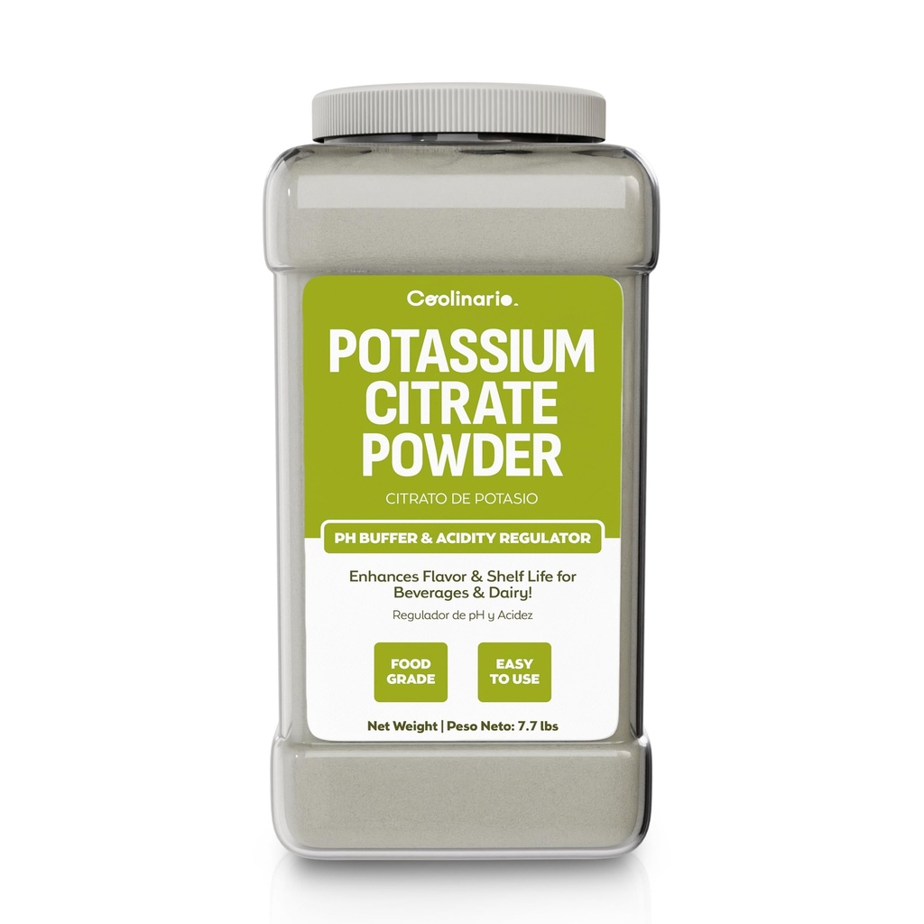 Coolinario Potassium Citrate Powder - 1 Gal (7.7 lbs) Food Grade pH Buffer & Acidity Regulator for Beverages & Dairy | Enhances Flavor & Shelf Life | Perfect for Sports Drinks, Cheese & Jams