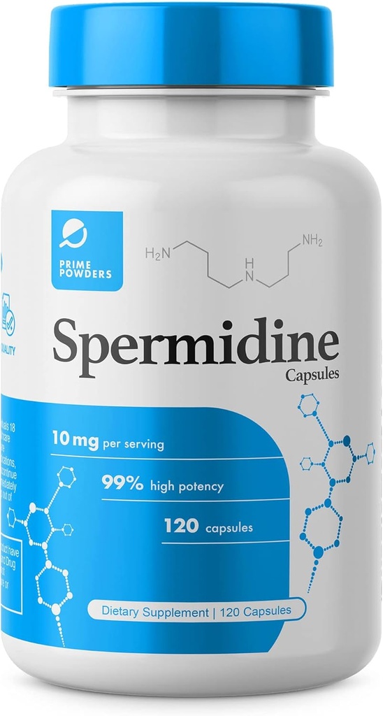 Spermidine Capsules Gluten Free 99% Concentration 100x More Potent Than Wheat Germ Extract for Anti-Aging DNA Telomere Support