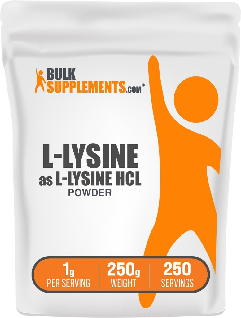 BulkSupplements.com L-Lysine Powder - Lysine Supplement, Essential Amino Acid, für Immununterstützung - Glutenfrei, 1g pro Servierung, 250g (8.8 oz) (Pack von 1)