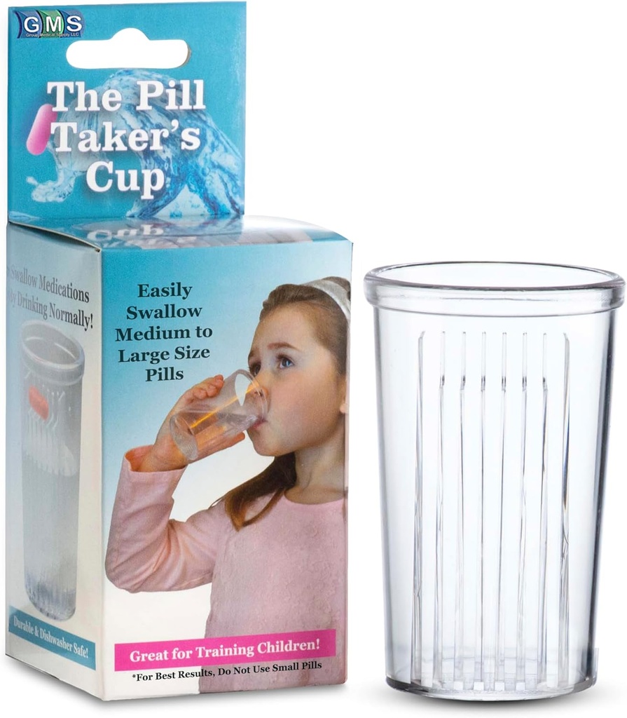 Pill Taker Cup - Swallowing Medium zu großen Tabletten & Pillen einfach zu trinken Medikamente zusammen mit Wasser - Kleine Sized Cup Ideal für Kinder, Erwachsene & Senioren