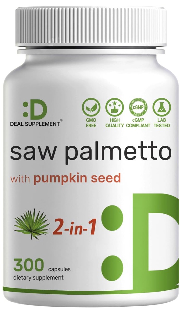 Supplément Saw Palmetto avec Graines de citrouille, 300 Capsules