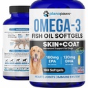 Omega 3 Huile de poisson pour chiens Capsules - Huile de saumon pour chiens - Supplément d'huile de poisson de chien peut aider Shedding, Allergie, Démangeaisons - Support peau sèche, articulations - Supplément de peau de chien et de manteau - 180 pilules d'huile de poisson