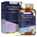 18-in-1 Collagen Pro mit Hyaluronsäure, Keratin, Biotin, VIT A C & E für Haut, Haar, Nägel, Gelenk & Schönheit - Multi Collagen Peptides Kapseln mit Typ I II III V & X für Damen & Herren - 120 Caps