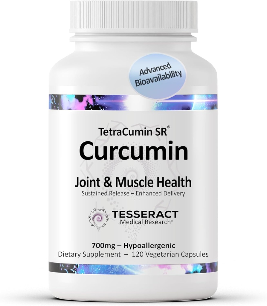TetraCumin SR supplément de soutien conjoint, libération prolongée curcumine curcumine métabolite, compléments articulaires exclusifs pour les femmes et les hommes, aide à promouvoir la santé musculaire et articulaire, 120 capsules