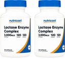 Complexe enzymatique de la lactase Nutricost 3,000 FCC ALU, 120 capsules de légumes - non-OGM, sans gluten, 120 portions (2 bouteilles)
