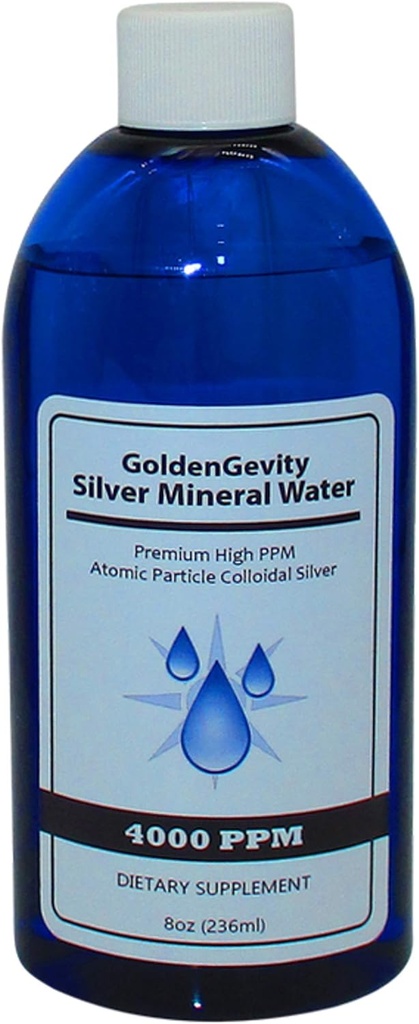 4000 PPM Bioactive Atomic Colloidal Silver, 8 oz | Non-Toxic, Non-GMO Trace Mineral Immun Support Supplement